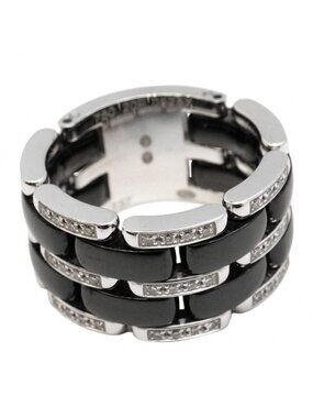 Chanel Ring Ultra Collection 18k White Gold Ceramic Diamond Black